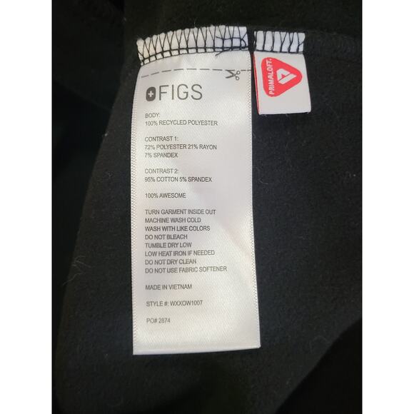 Figs Primaloft Black Fleece Zip Scrub Jacket GUC Medium Healthcare Nurse Doctor - Picture 5 of 5